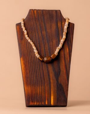 Collier trois perles réctangulaire en œil de tigre