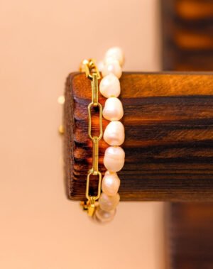 Bracelet en acier inoxydable et perle de culture N2