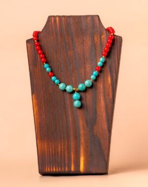 Collier en turquoise et perle Jade rouge